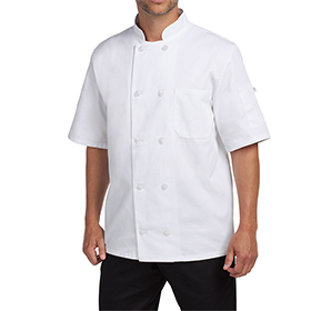 Uncommon Threads Classic Short Sleeve Essential Plastic Button Chef Coat: CW-CW4455