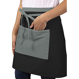 Black and Grey contrast Waist Apron: RC-F28BLGR