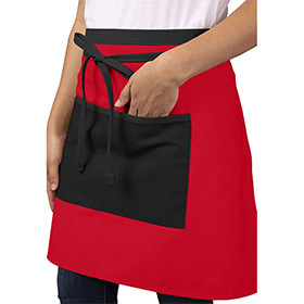 Red and Black contrast Waist Apron: RC-F28REBL