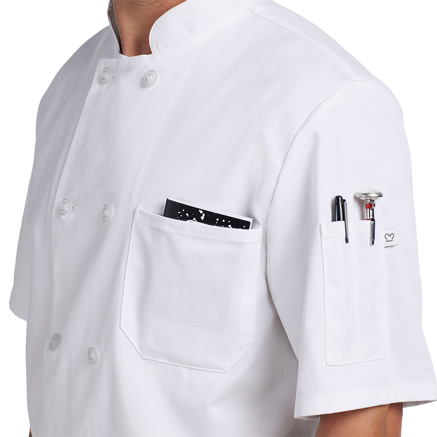 Unisex Classic Short Sleeve Essential Plastic Button Chef Coat: CW-CW4455V3